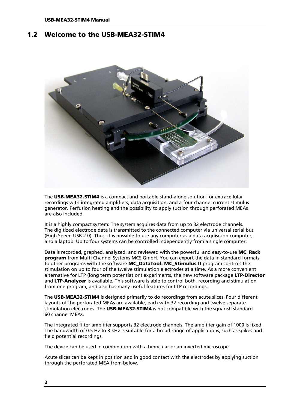 2 welcome to the usb-mea32-stim4 | Multichannel Systems USB-MEA32-STIM4 Manual User Manual | Page 8 / 50