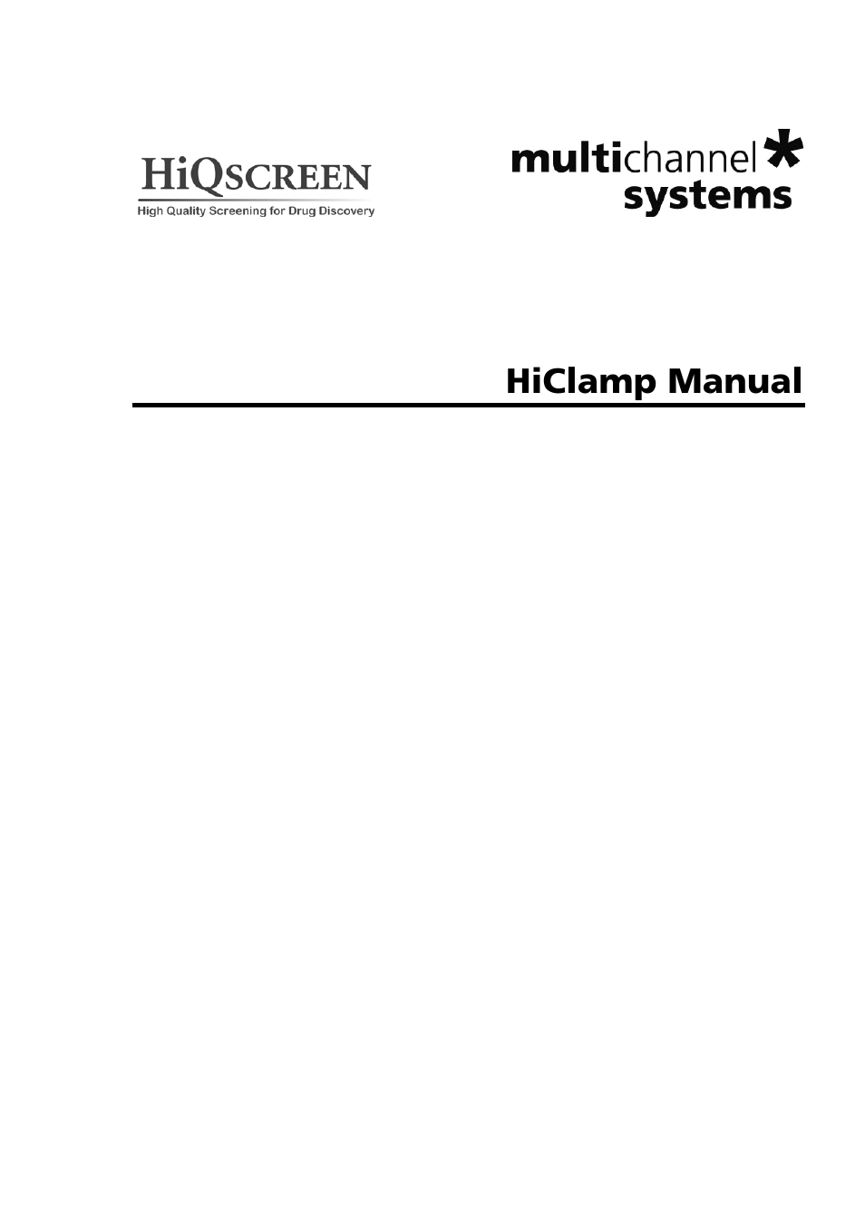Multichannel Systems HiClamp Manual User Manual | 81 pages