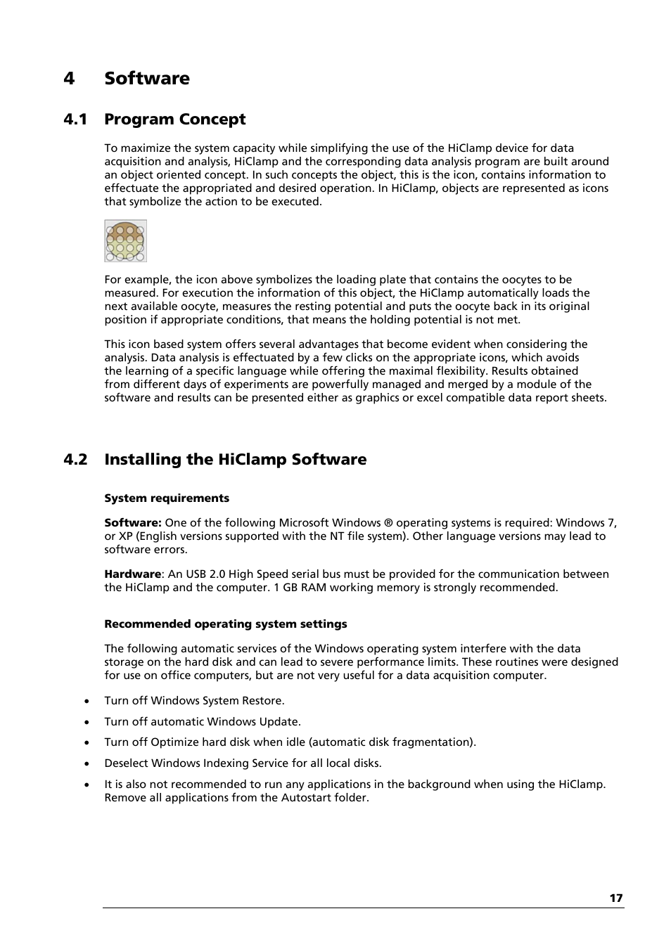 4 software, 1 program concept, 2 installing the hiclamp software | Multichannel Systems HiClamp Manual User Manual | Page 23 / 81