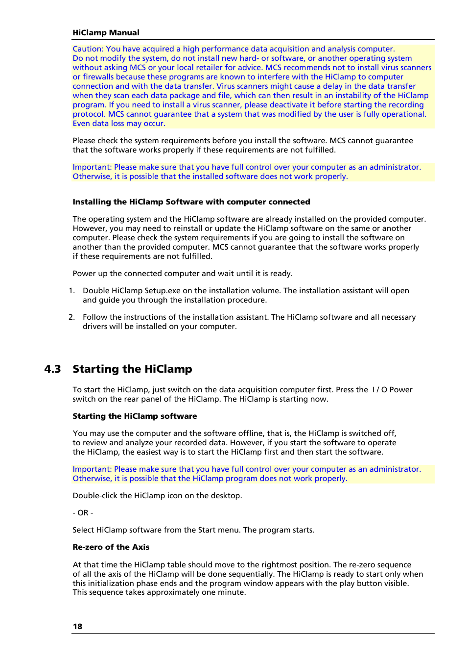 3 starting the hiclamp | Multichannel Systems HiClamp Manual User Manual | Page 24 / 81
