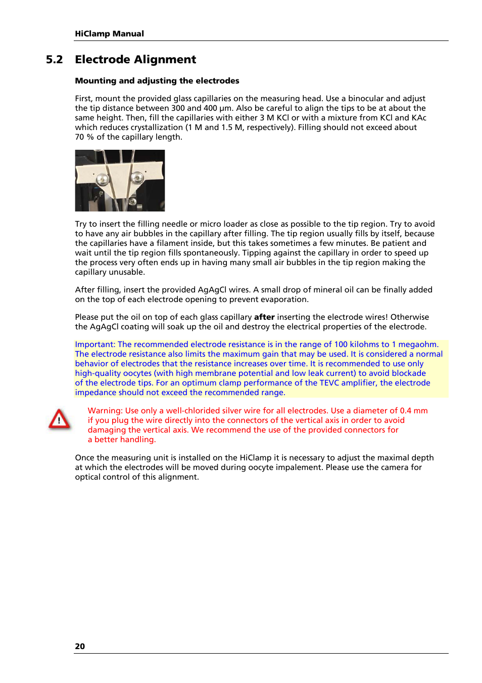 2 electrode alignment | Multichannel Systems HiClamp Manual User Manual | Page 26 / 81