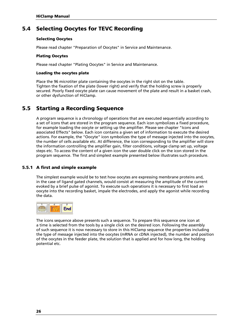 4 selecting oocytes for tevc recording, 5 starting a recording sequence | Multichannel Systems HiClamp Manual User Manual | Page 32 / 81