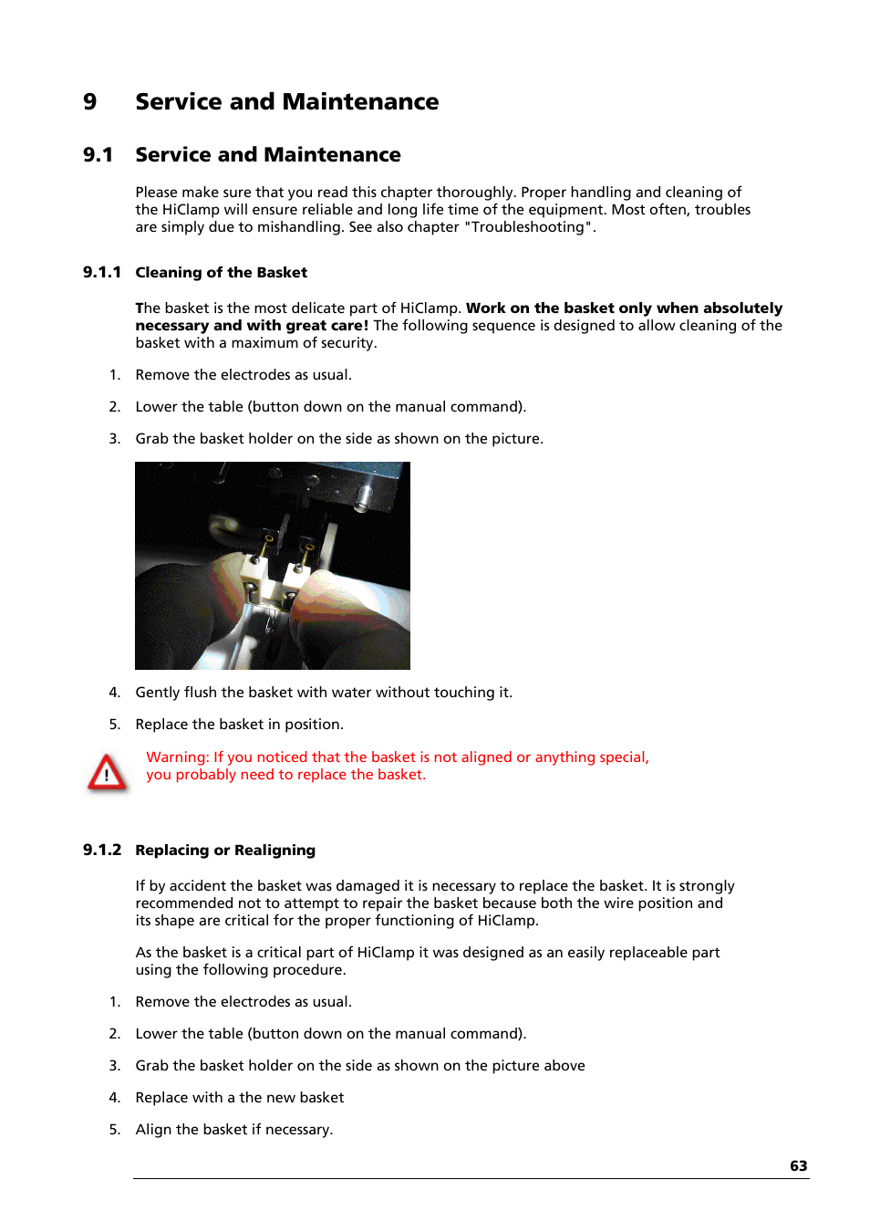 9service and maintenance, 1 service and maintenance | Multichannel Systems HiClamp Manual User Manual | Page 69 / 81