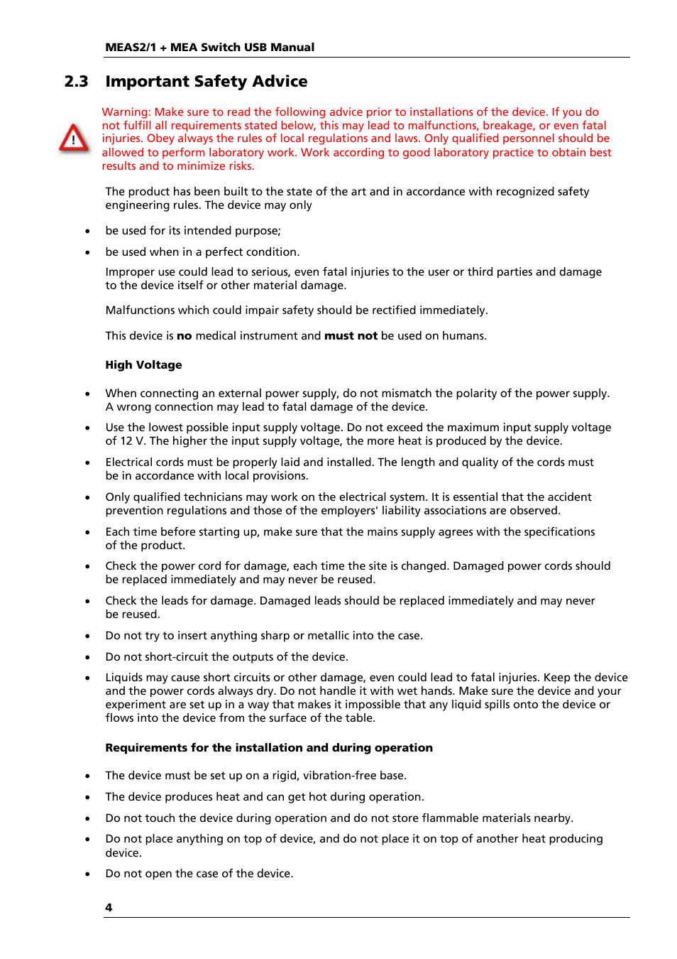 3 important safety advice | Multichannel Systems MEAS21+MEASwitchUSB Manual User Manual | Page 8 / 23