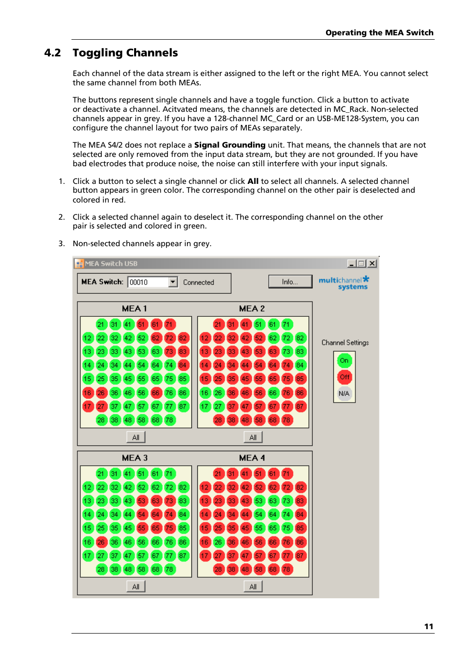 2 toggling channels | Multichannel Systems MEAS42+MEASwitchUSB Manual User Manual | Page 15 / 23