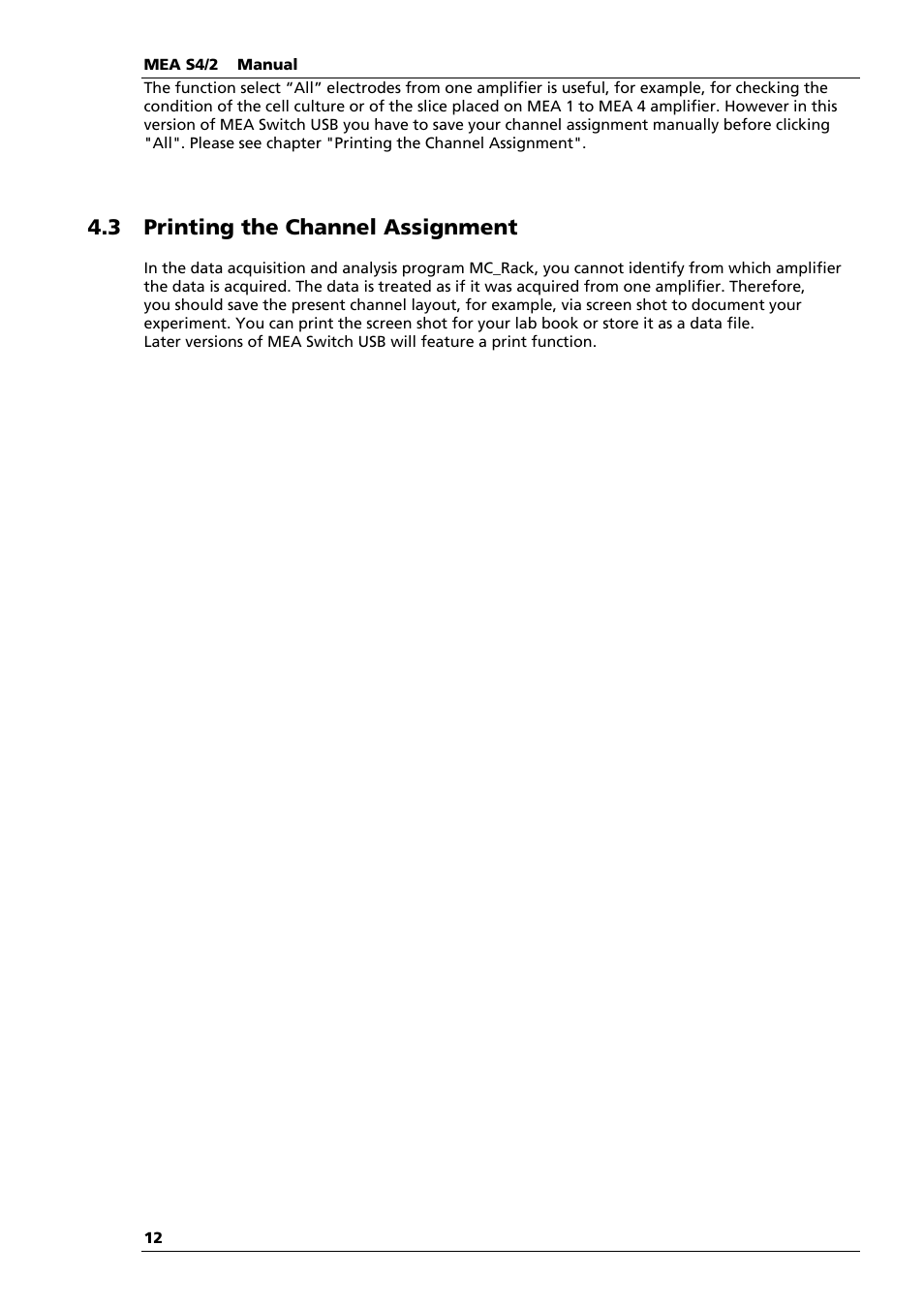 3 printing the channel assignment | Multichannel Systems MEAS42+MEASwitchUSB Manual User Manual | Page 16 / 23