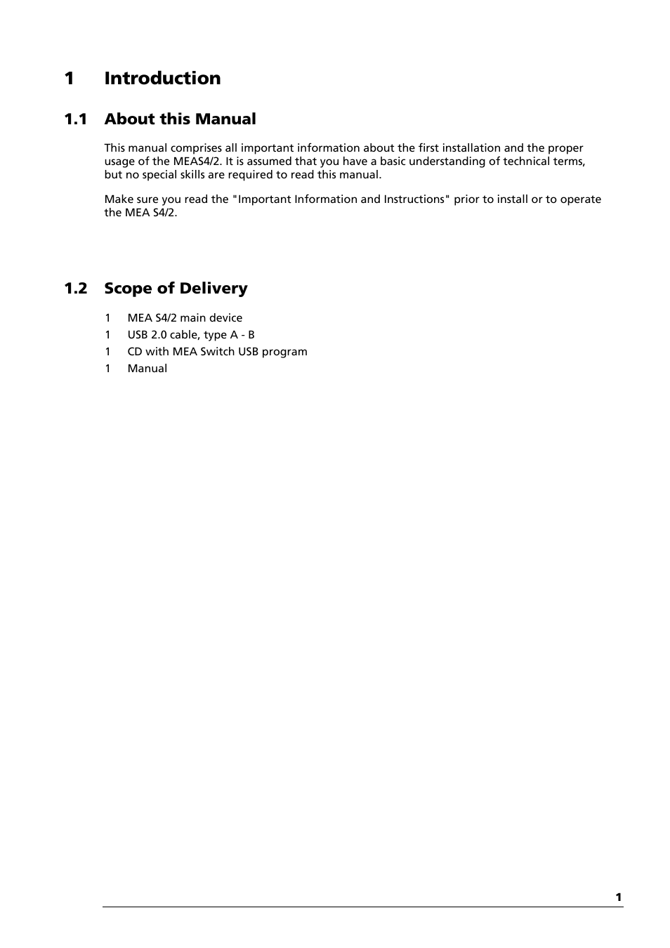 1 introduction, 1 about this manual, 2 scope of delivery | Multichannel Systems MEAS42+MEASwitchUSB Manual User Manual | Page 5 / 23