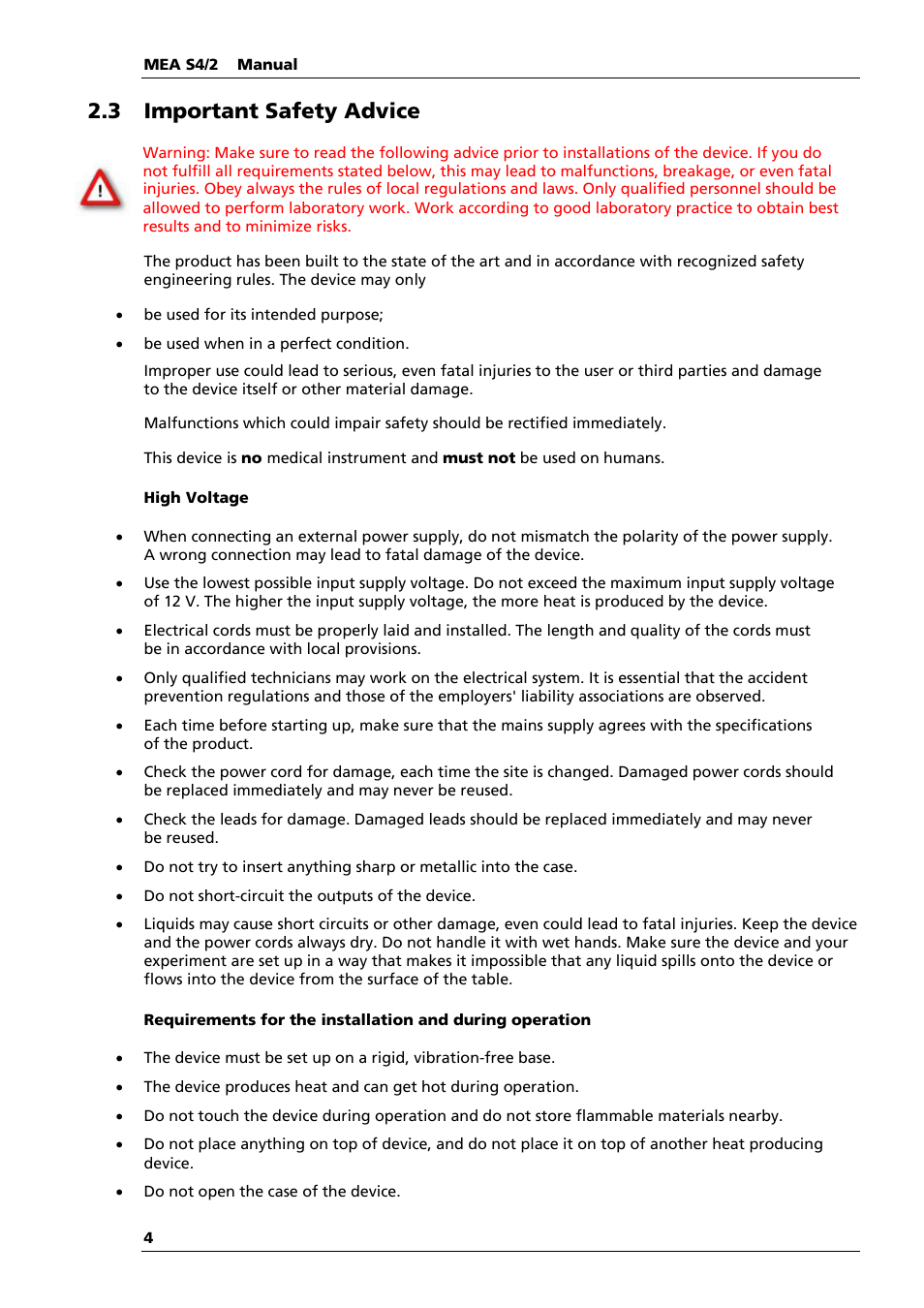 3 important safety advice | Multichannel Systems MEAS42+MEASwitchUSB Manual User Manual | Page 8 / 23