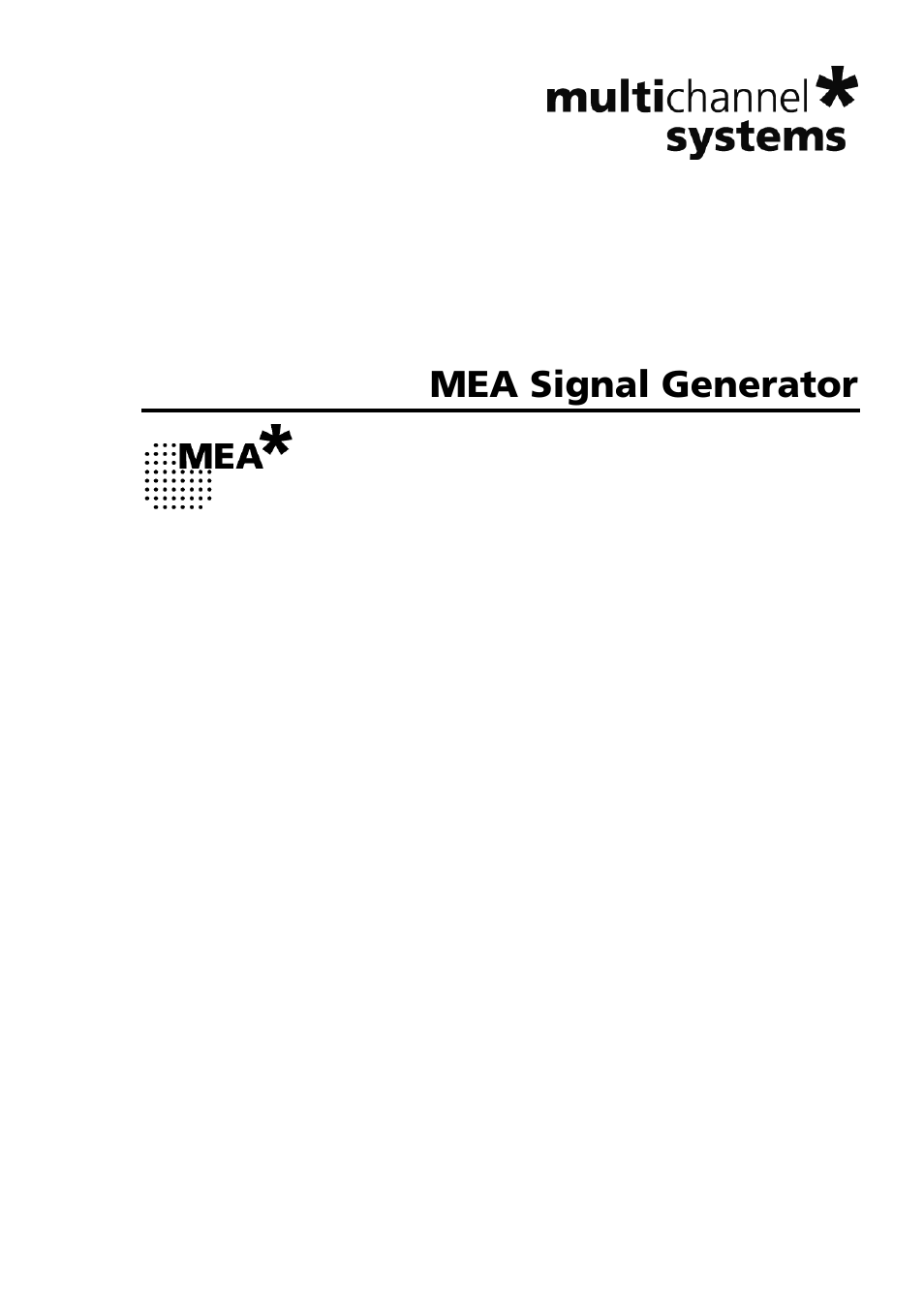 Multichannel Systems MEA_Signal_Generator Manual User Manual | 29 pages