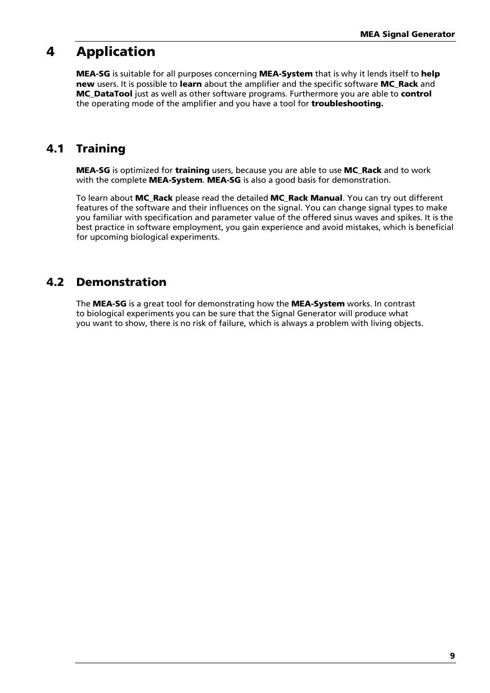 4 application, 1 training, 2 demonstration | Multichannel Systems MEA_Signal_Generator Manual User Manual | Page 13 / 29