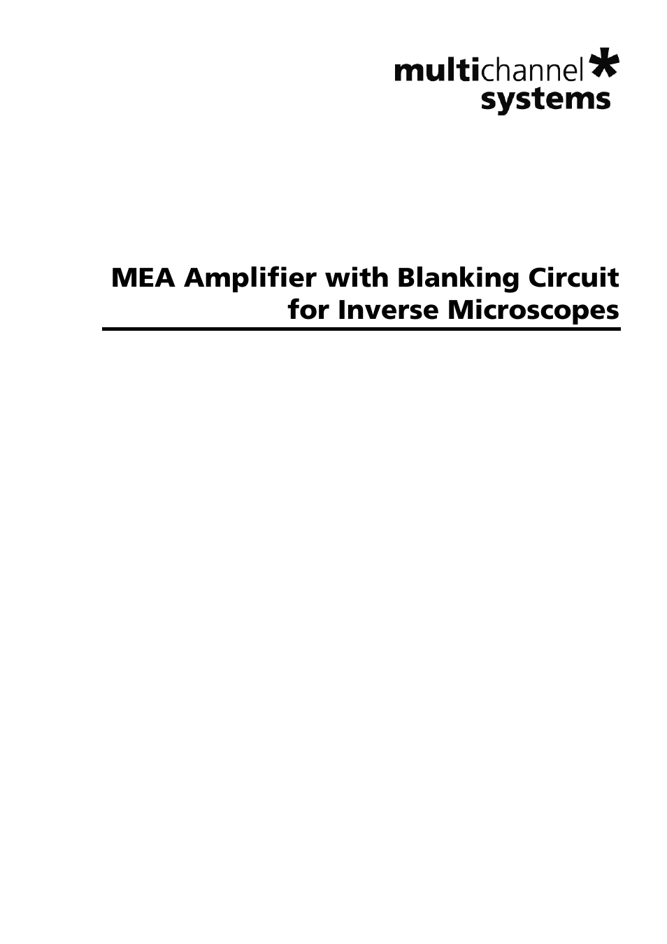 Multichannel Systems MEA1060-Inv-BC Manual User Manual | 64 pages
