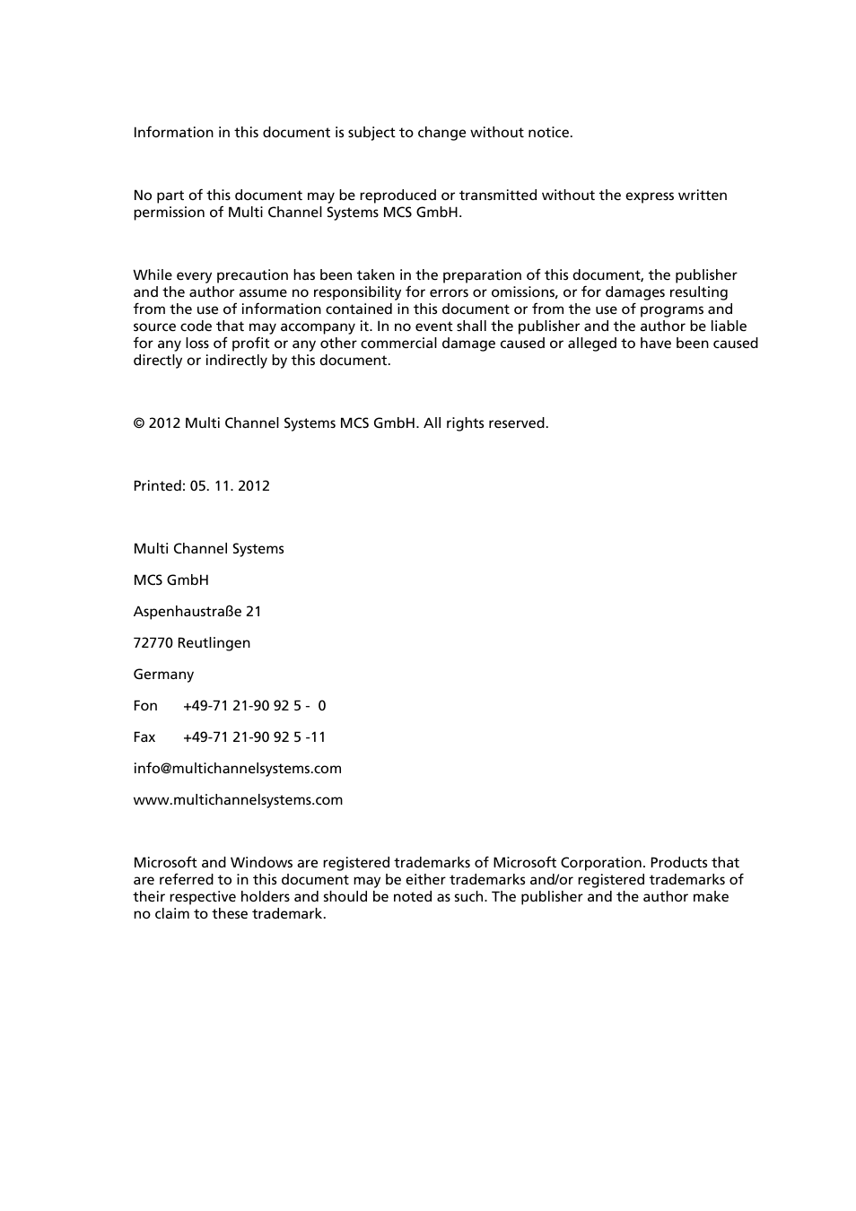 Multichannel Systems MEA1060-Inv-BC Manual User Manual | Page 2 / 64