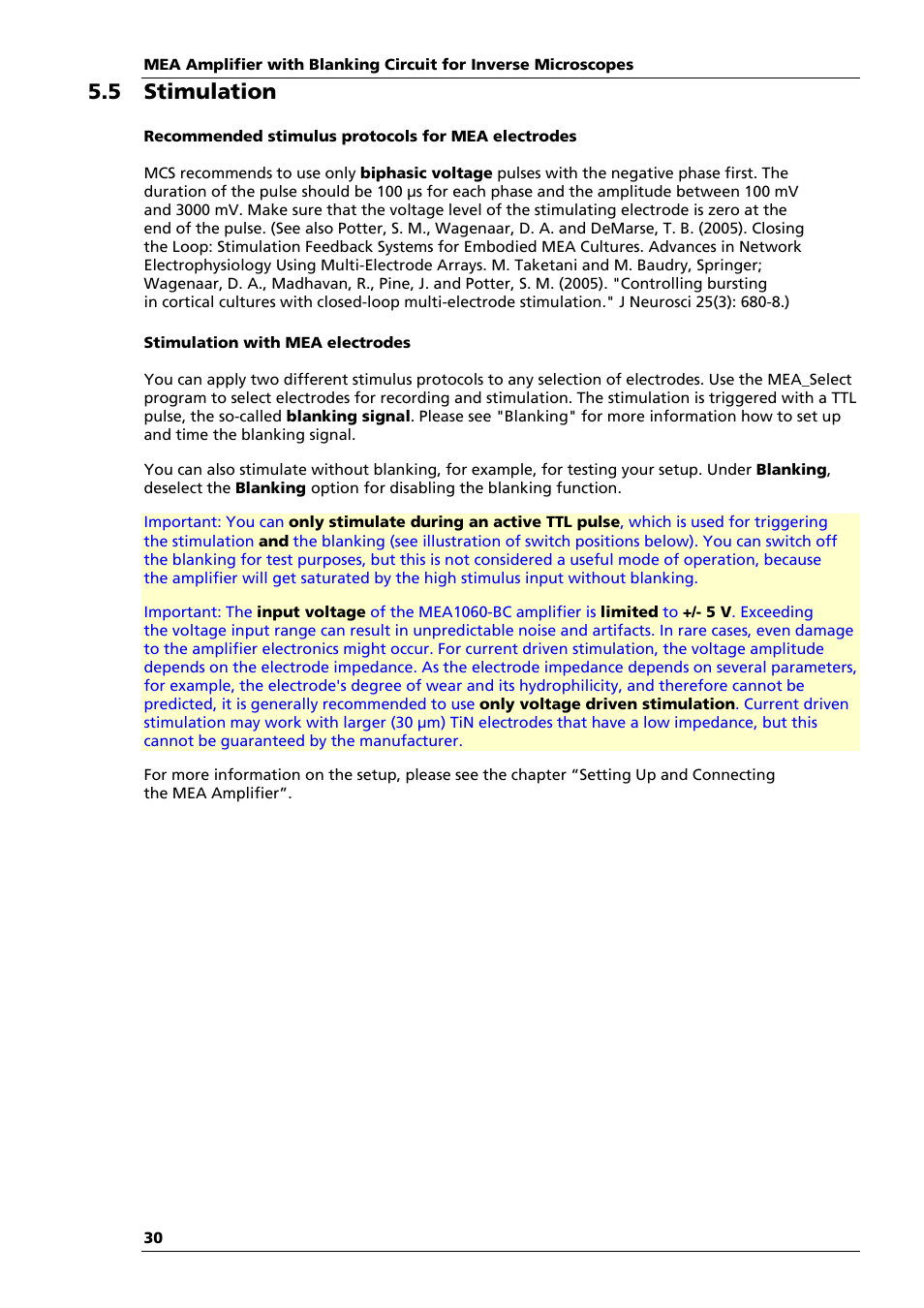 5 stimulation | Multichannel Systems MEA1060-Inv-BC Manual User Manual | Page 34 / 64