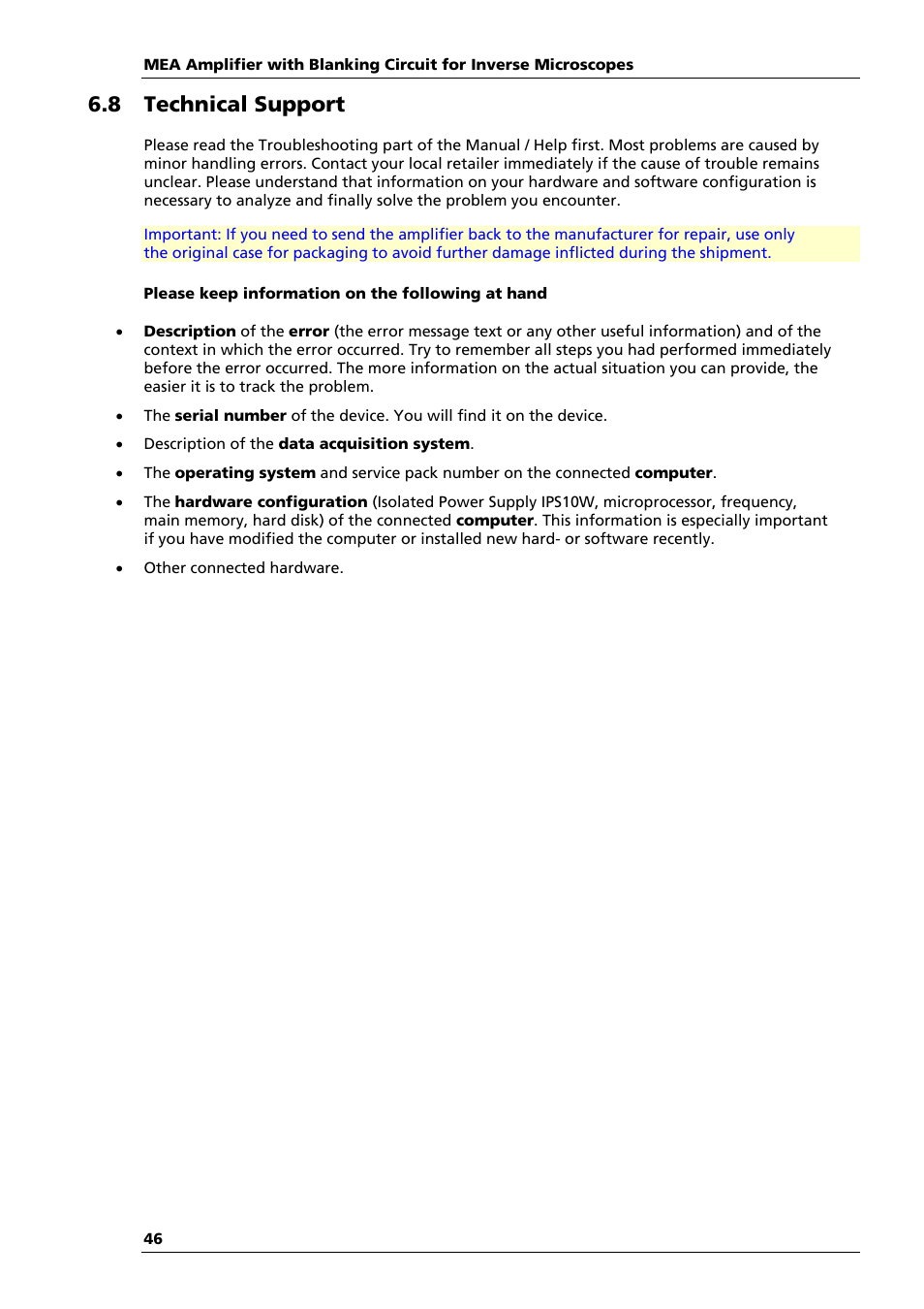 8 technical support | Multichannel Systems MEA1060-Inv-BC Manual User Manual | Page 50 / 64