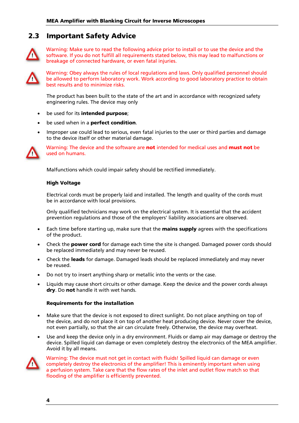 3 important safety advice | Multichannel Systems MEA1060-Inv-BC Manual User Manual | Page 8 / 64