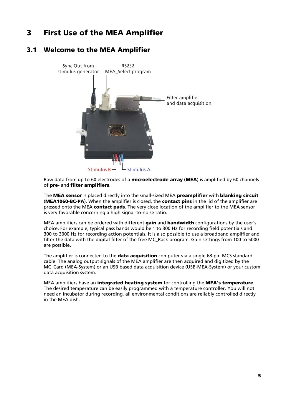 3first use of the mea amplifier, 1 welcome to the mea amplifier | Multichannel Systems MEA1060-Inv-BC Manual User Manual | Page 9 / 64