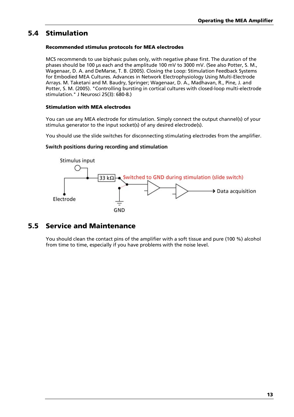 4 stimulation, 5 service and maintenance | Multichannel Systems MEA1060-Up Manual User Manual | Page 17 / 36