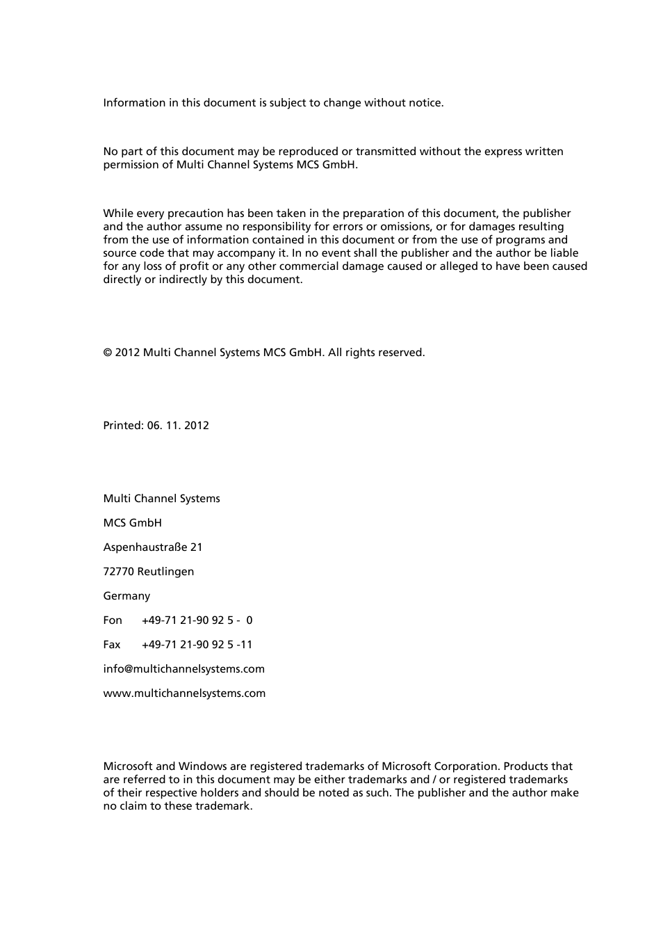 Multichannel Systems MEA1060-Up Manual User Manual | Page 2 / 36