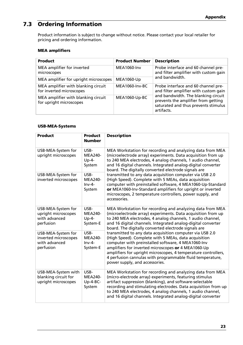 3 ordering information | Multichannel Systems MEA1060-Up Manual User Manual | Page 27 / 36