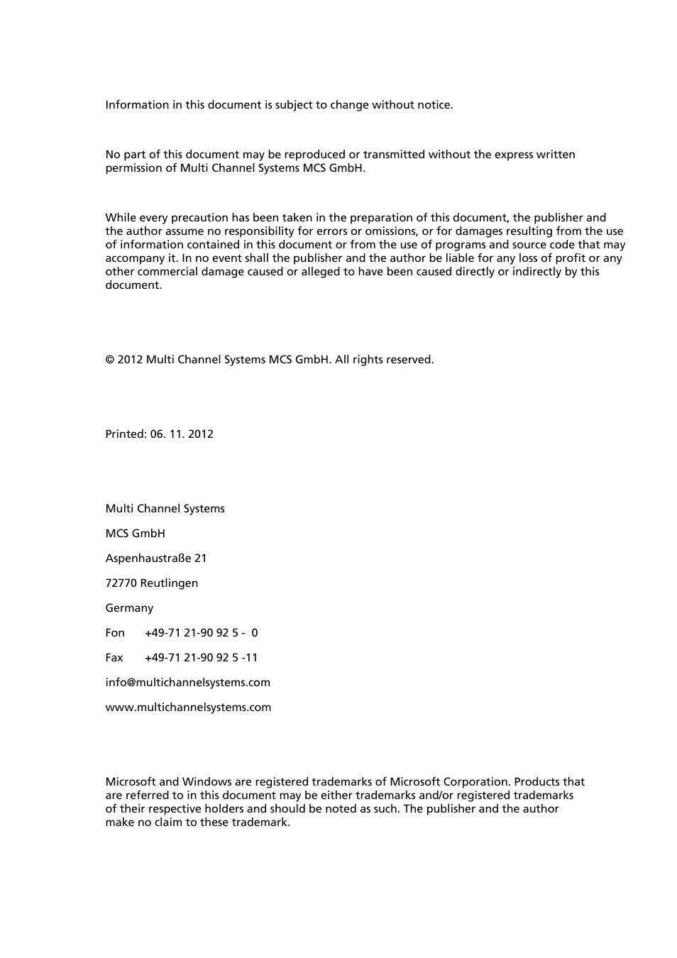 Multichannel Systems MEA1060-Up-BC Manual User Manual | Page 2 / 64