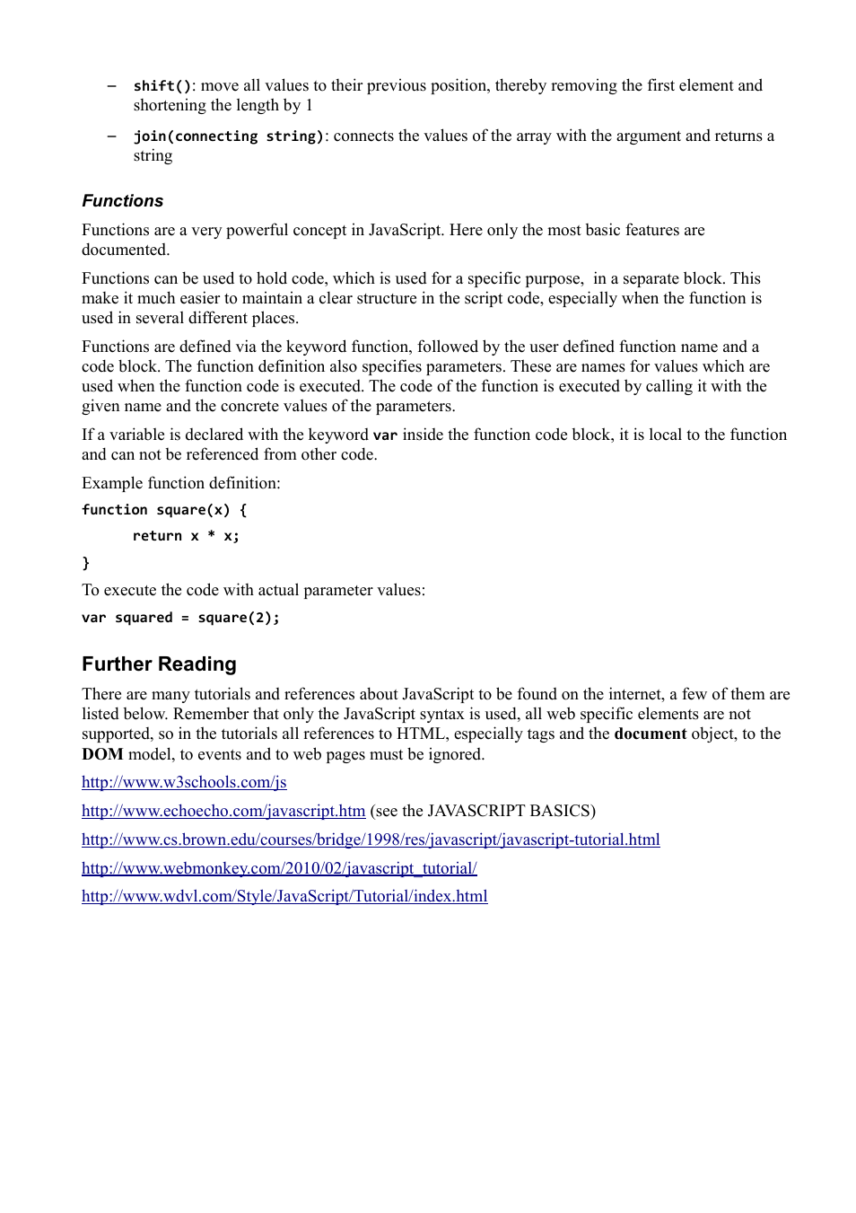 Functions, Further reading | Multichannel Systems Roboocyte2 JavaScript Manual User Manual | Page 5 / 5