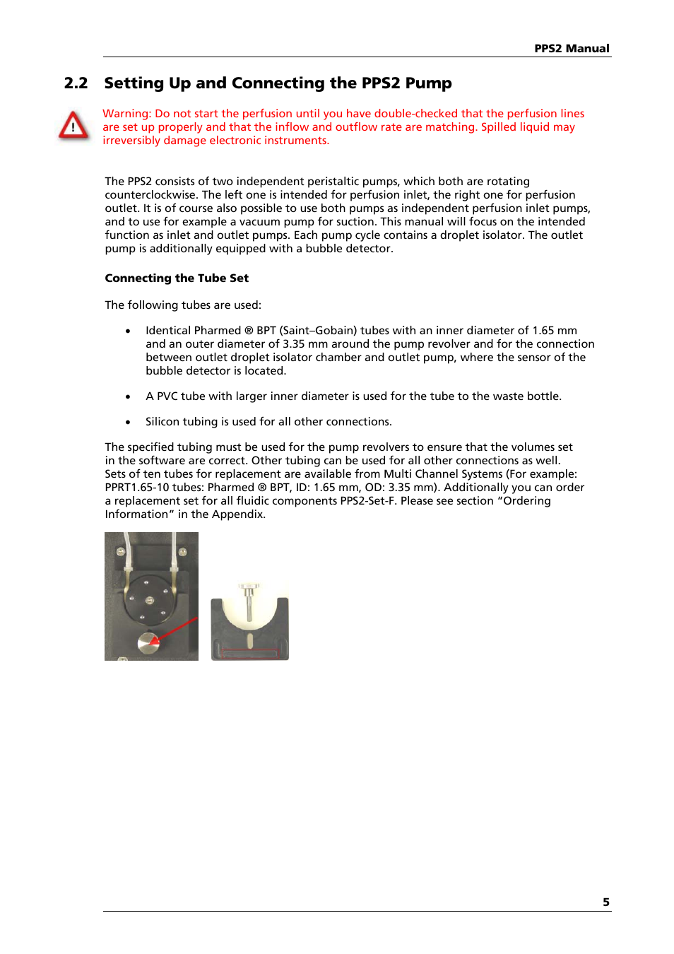 2 setting up and connecting the pps2 pump | Multichannel Systems PPS2 Manual User Manual | Page 7 / 26