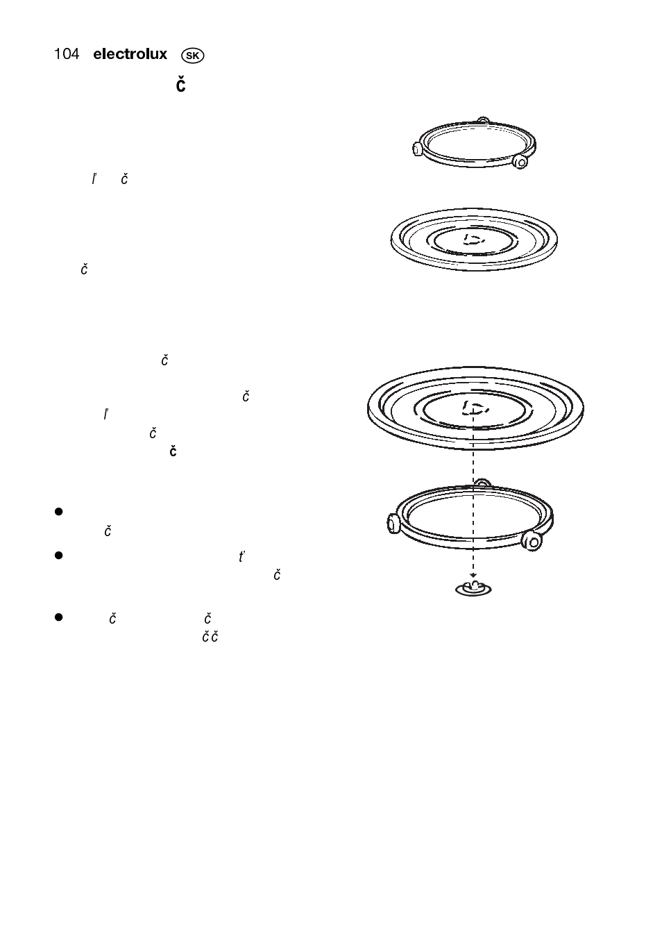 Inštalácia rota č ného taniera | Electrolux EMS2105S User Manual | Page 104 / 152