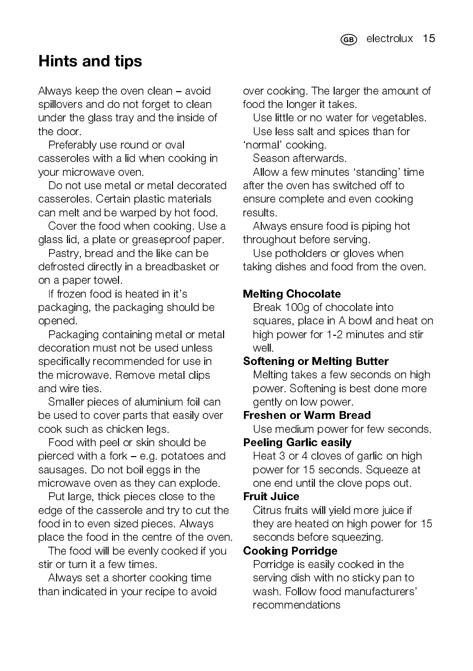 Electrolux EMS2105S User Manual | Page 15 / 152