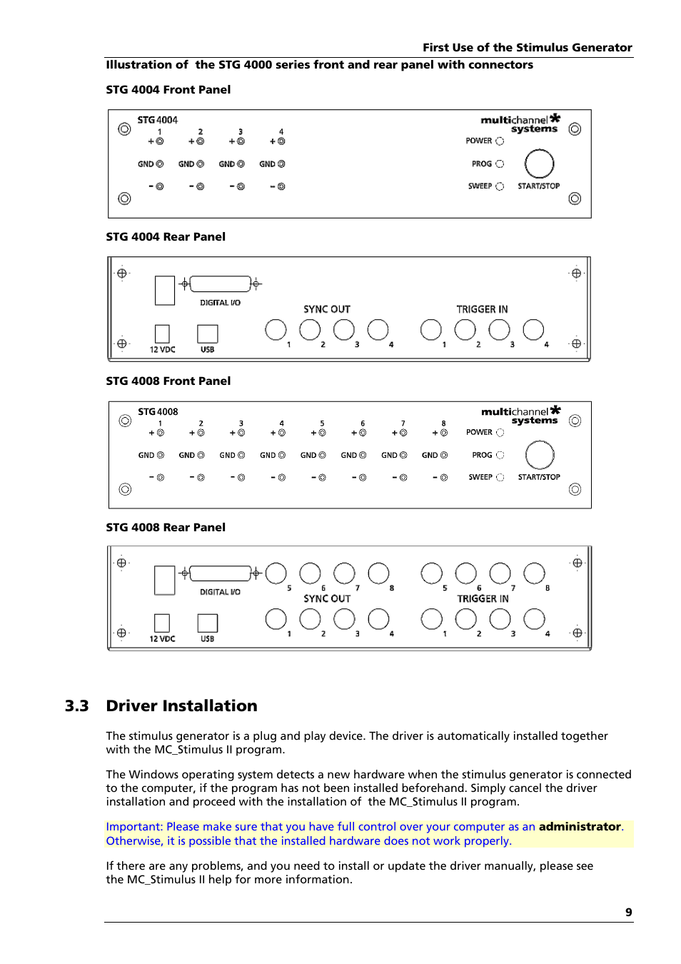 3 driver installation | Multichannel Systems STG4004+STG4008 Manual User Manual | Page 13 / 114