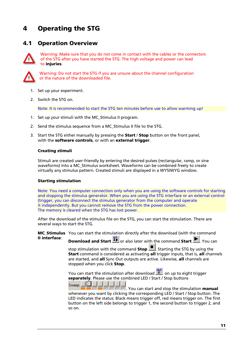 4operating the stg, 1 operation overview | Multichannel Systems STG4004+STG4008 Manual User Manual | Page 15 / 114