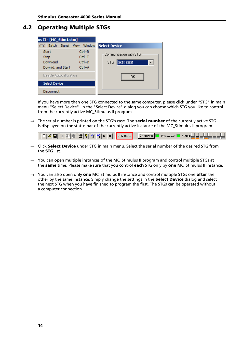 2 operating multiple stgs | Multichannel Systems STG4004+STG4008 Manual User Manual | Page 18 / 114