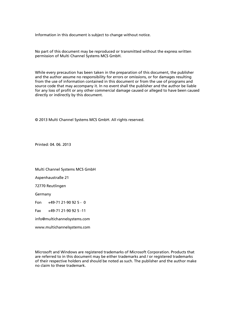 Multichannel Systems STG4004+STG4008 Manual User Manual | Page 2 / 114