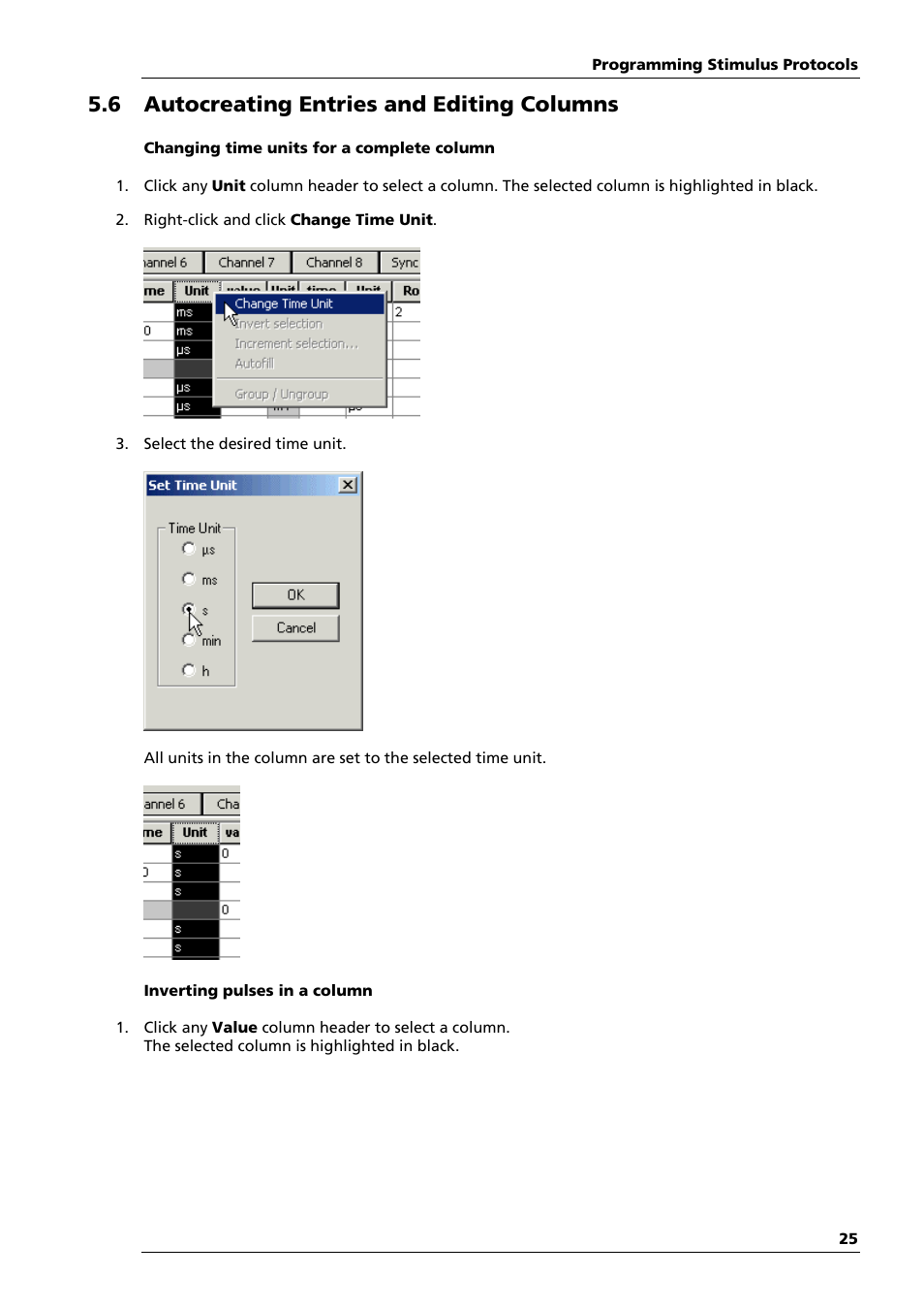 6 autocreating entries and editing columns | Multichannel Systems STG4004+STG4008 Manual User Manual | Page 29 / 114