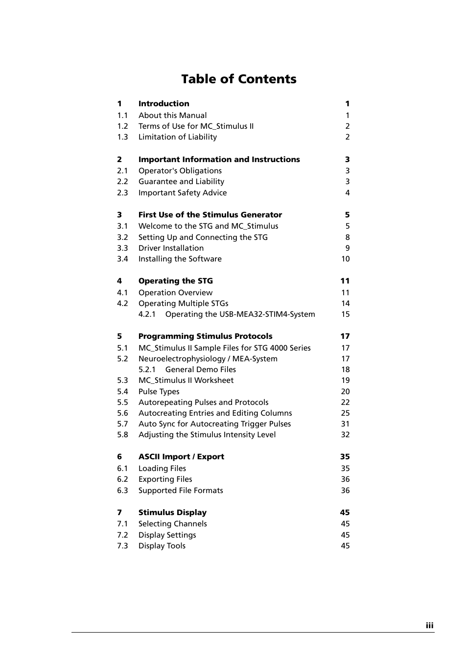 Multichannel Systems STG4004+STG4008 Manual User Manual | Page 3 / 114