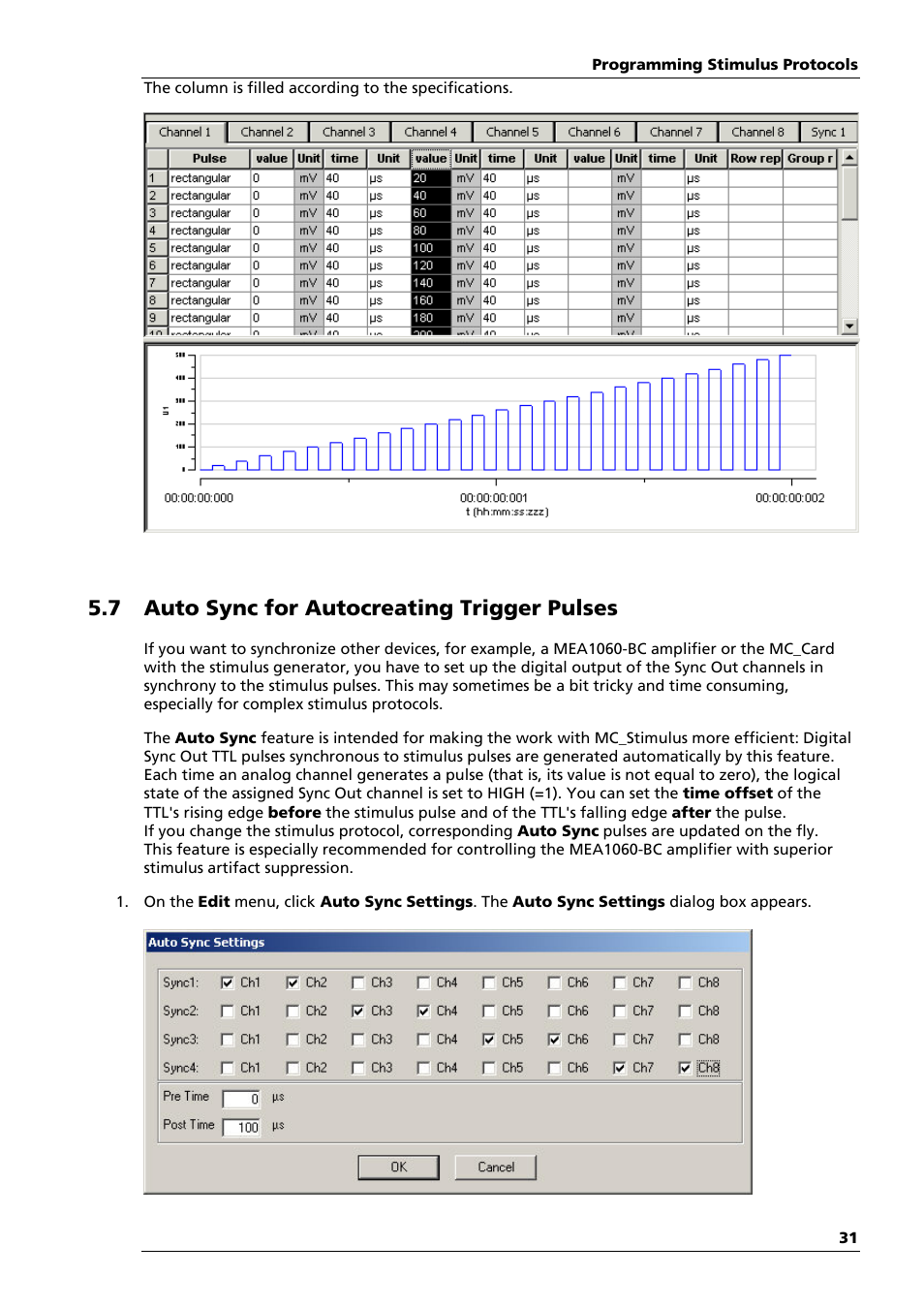 7 auto sync for autocreating trigger pulses | Multichannel Systems STG4004+STG4008 Manual User Manual | Page 35 / 114