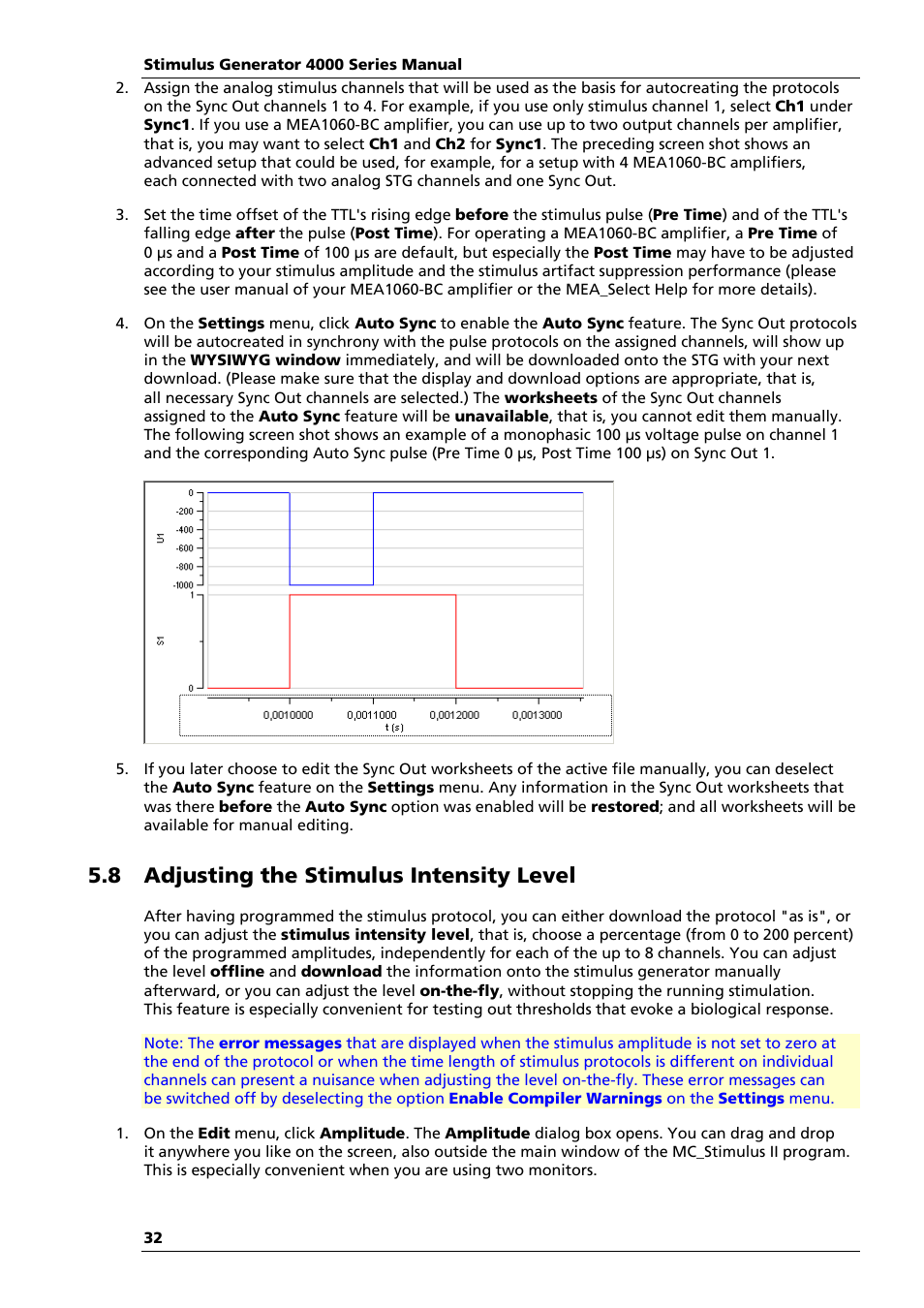 8 adjusting the stimulus intensity level | Multichannel Systems STG4004+STG4008 Manual User Manual | Page 36 / 114