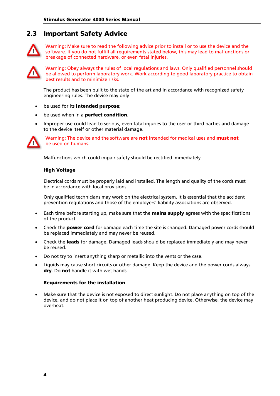 3 important safety advice | Multichannel Systems STG4004+STG4008 Manual User Manual | Page 8 / 114