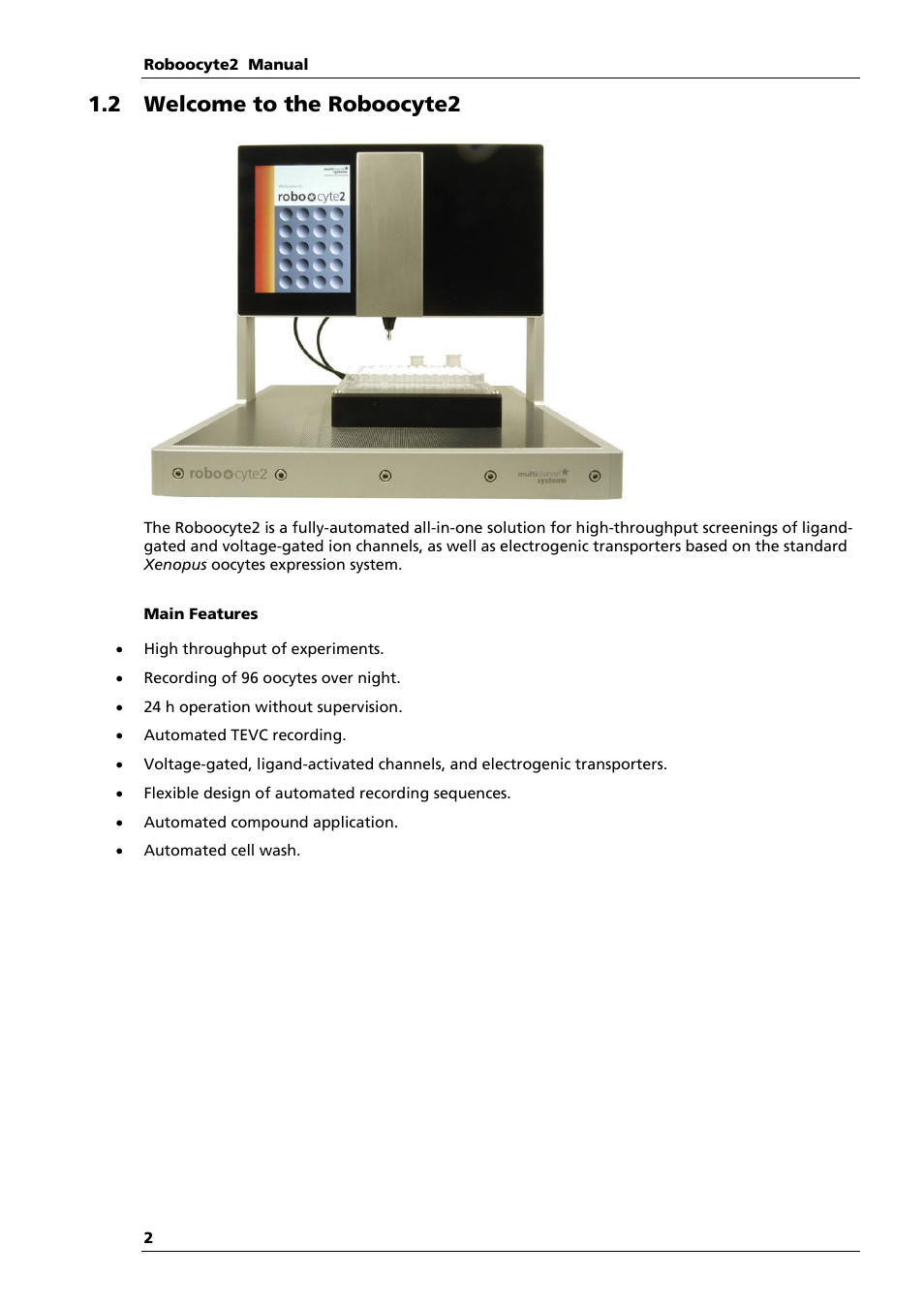 2 welcome to the roboocyte2 | Multichannel Systems Roboocyte2 Manual User Manual | Page 6 / 115