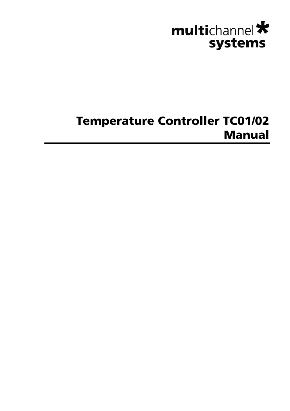 Multichannel Systems TC01-TC02 Manual User Manual | 33 pages