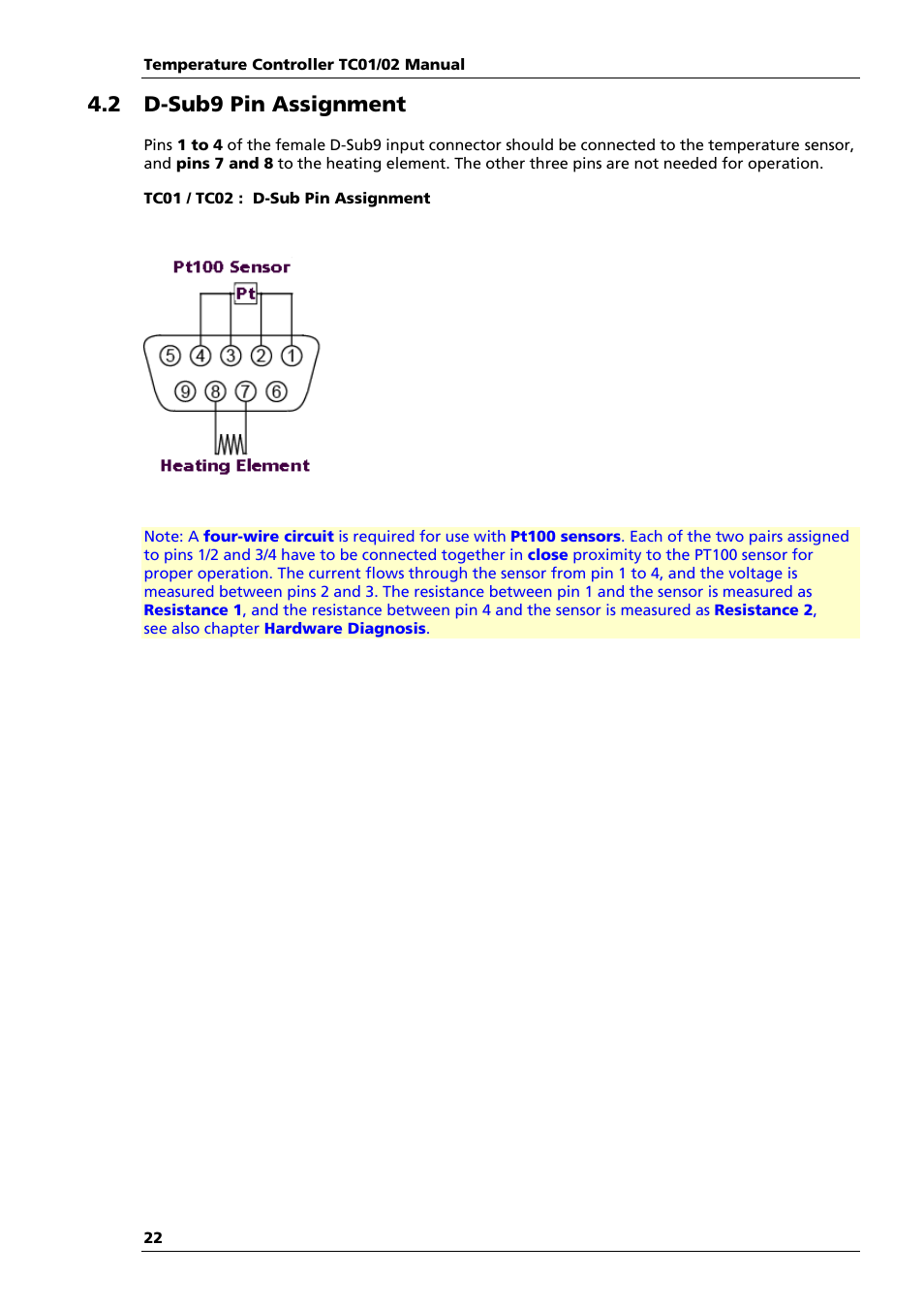 2 d-sub9 pin assignment | Multichannel Systems TC01-TC02 Manual User Manual | Page 26 / 33