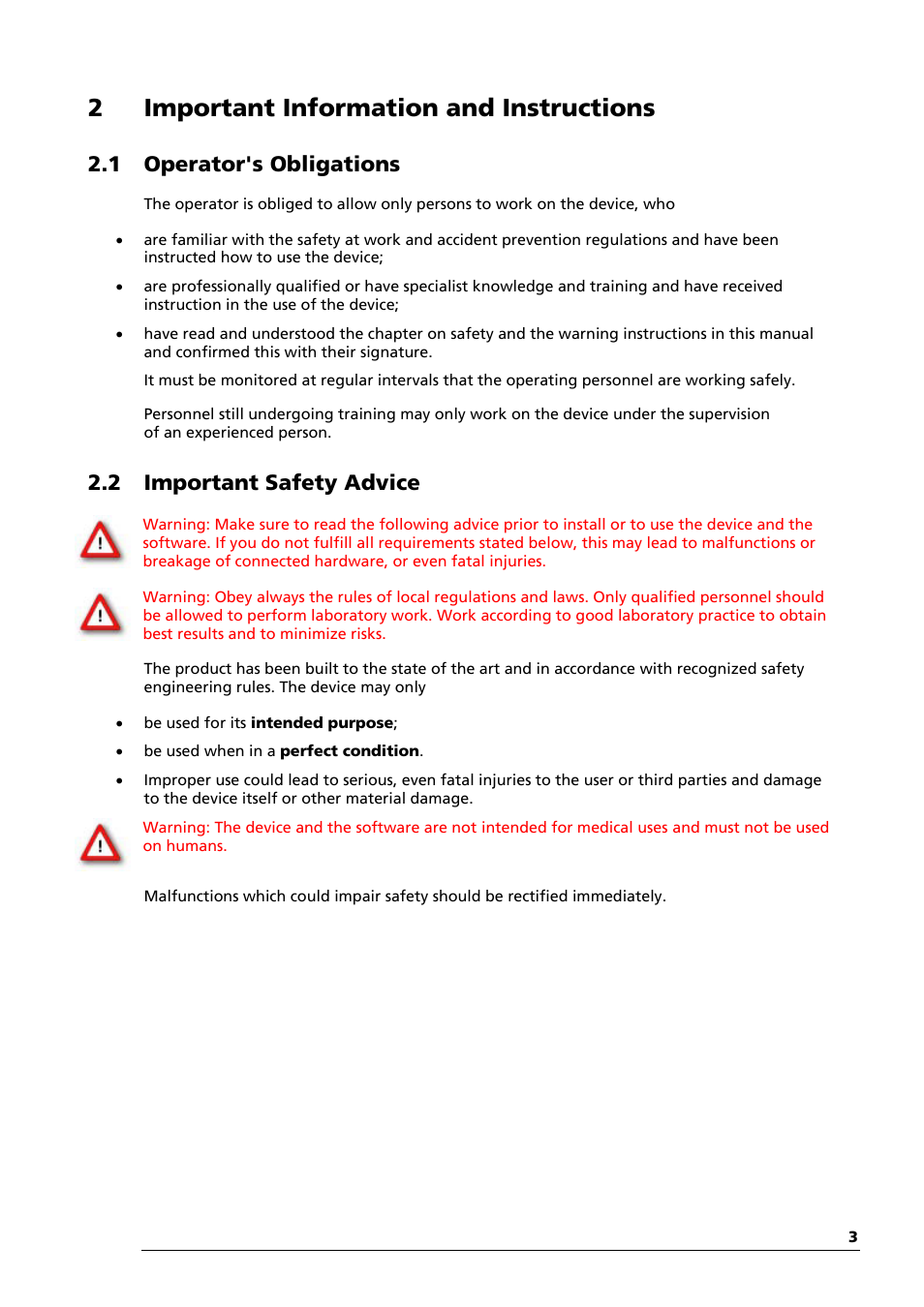 2important information and instructions, 1 operator's obligations, 2 important safety advice | Multichannel Systems TC01-TC02 Manual User Manual | Page 7 / 33