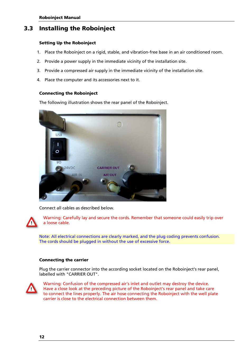 3 installing the roboinject | Multichannel Systems Roboinject Manual User Manual | Page 16 / 91