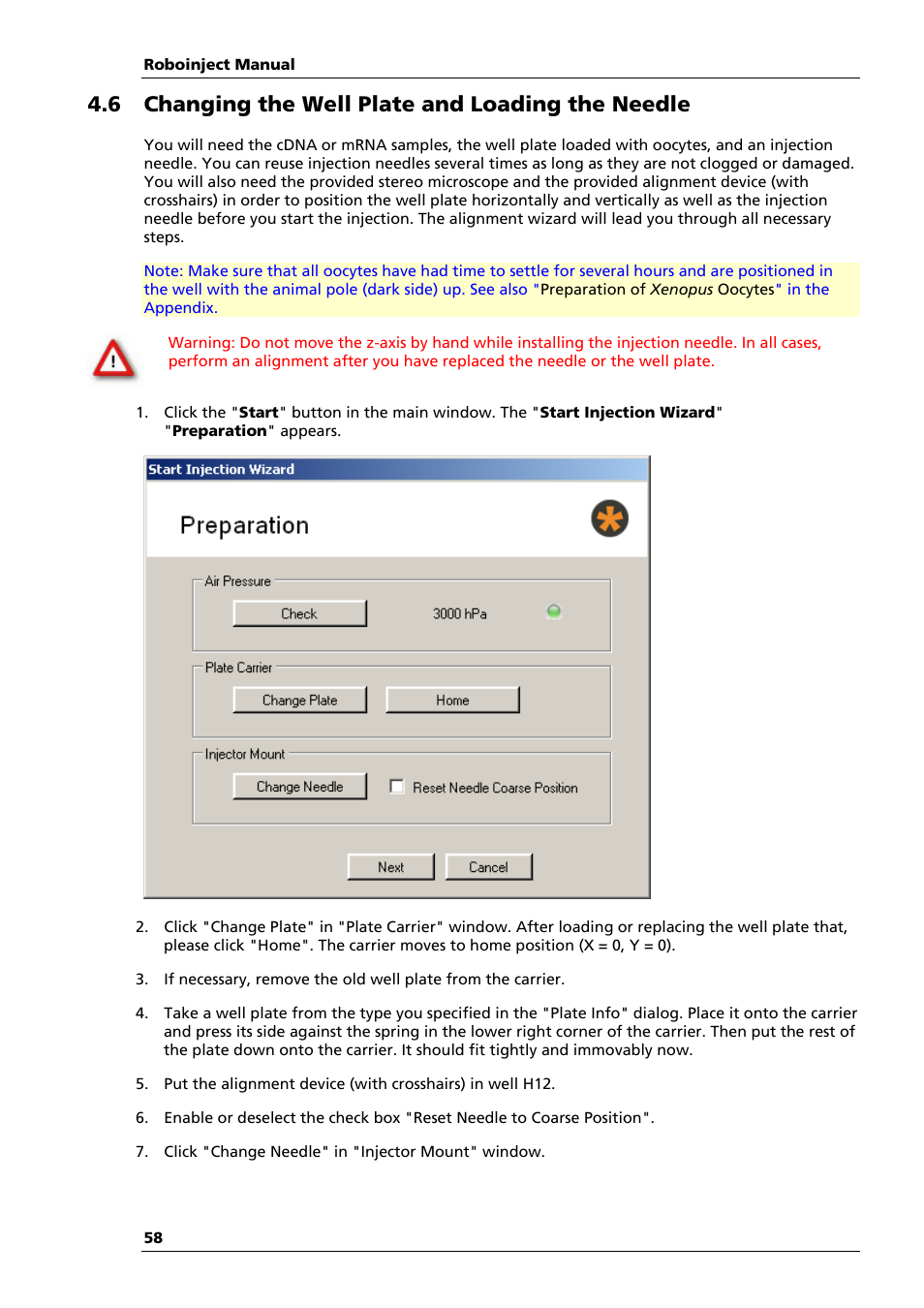 6 changing the well plate and loading the needle | Multichannel Systems Roboinject Manual User Manual | Page 62 / 91