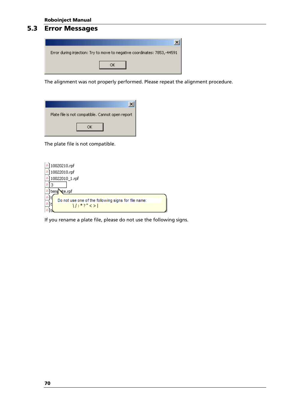3 error messages | Multichannel Systems Roboinject Manual User Manual | Page 74 / 91