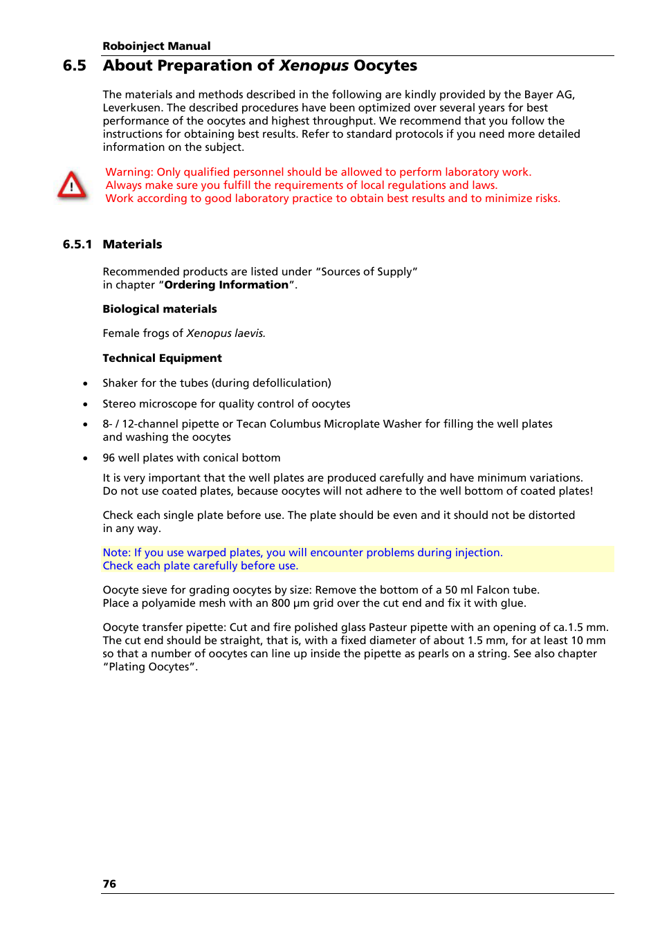 5 about preparation of xenopus oocytes | Multichannel Systems Roboinject Manual User Manual | Page 80 / 91