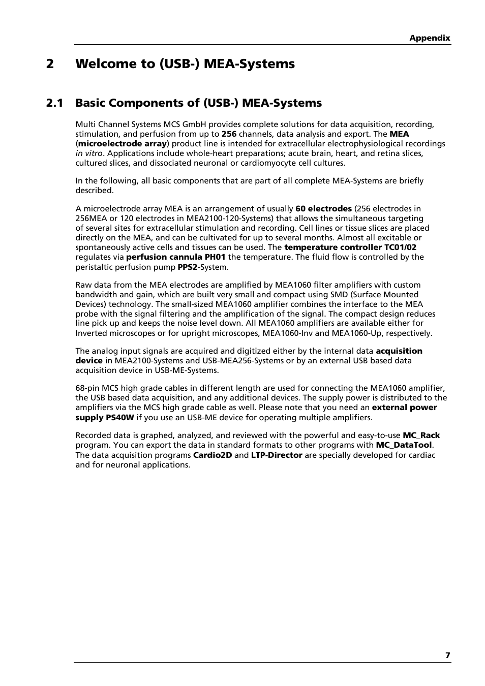 2welcome to (usb-) mea-systems, 1 basic components of (usb-) mea-systems | Multichannel Systems MEA-System Manual User Manual | Page 7 / 28