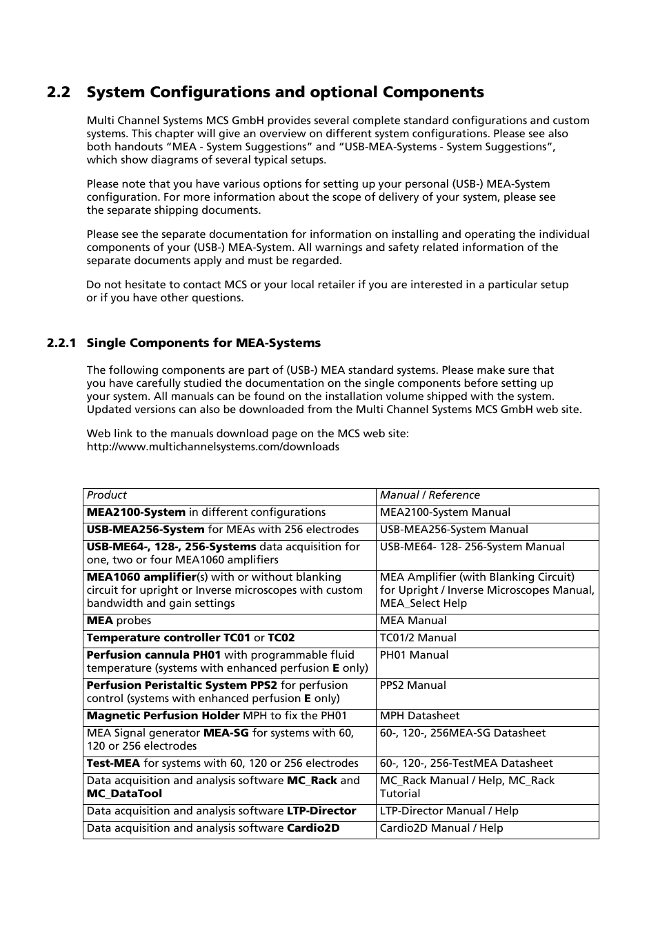 2 system configurations and optional components | Multichannel Systems MEA-System Manual User Manual | Page 8 / 28