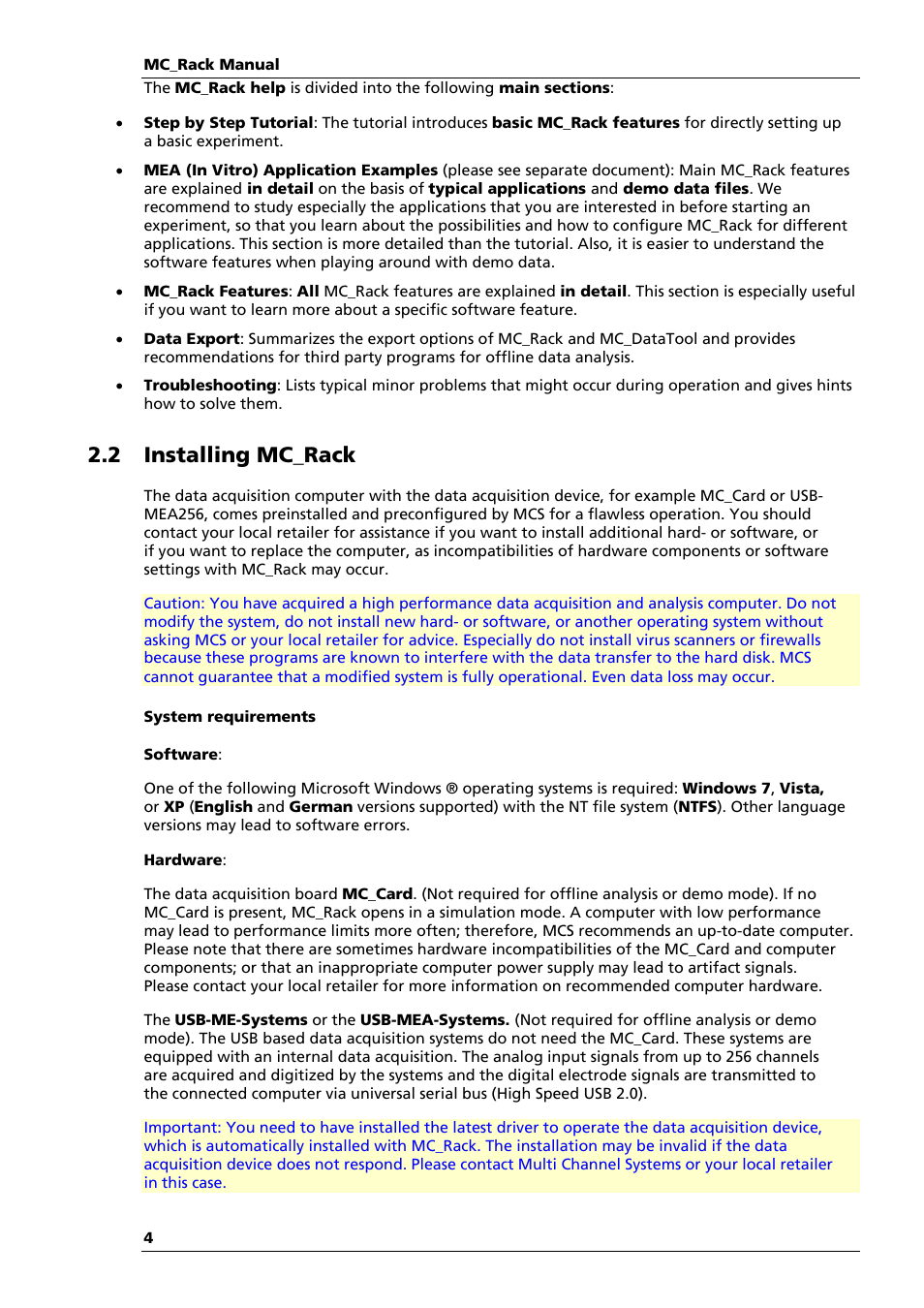 2 installing mc_rack | Multichannel Systems MC_Rack Manual User Manual | Page 10 / 201