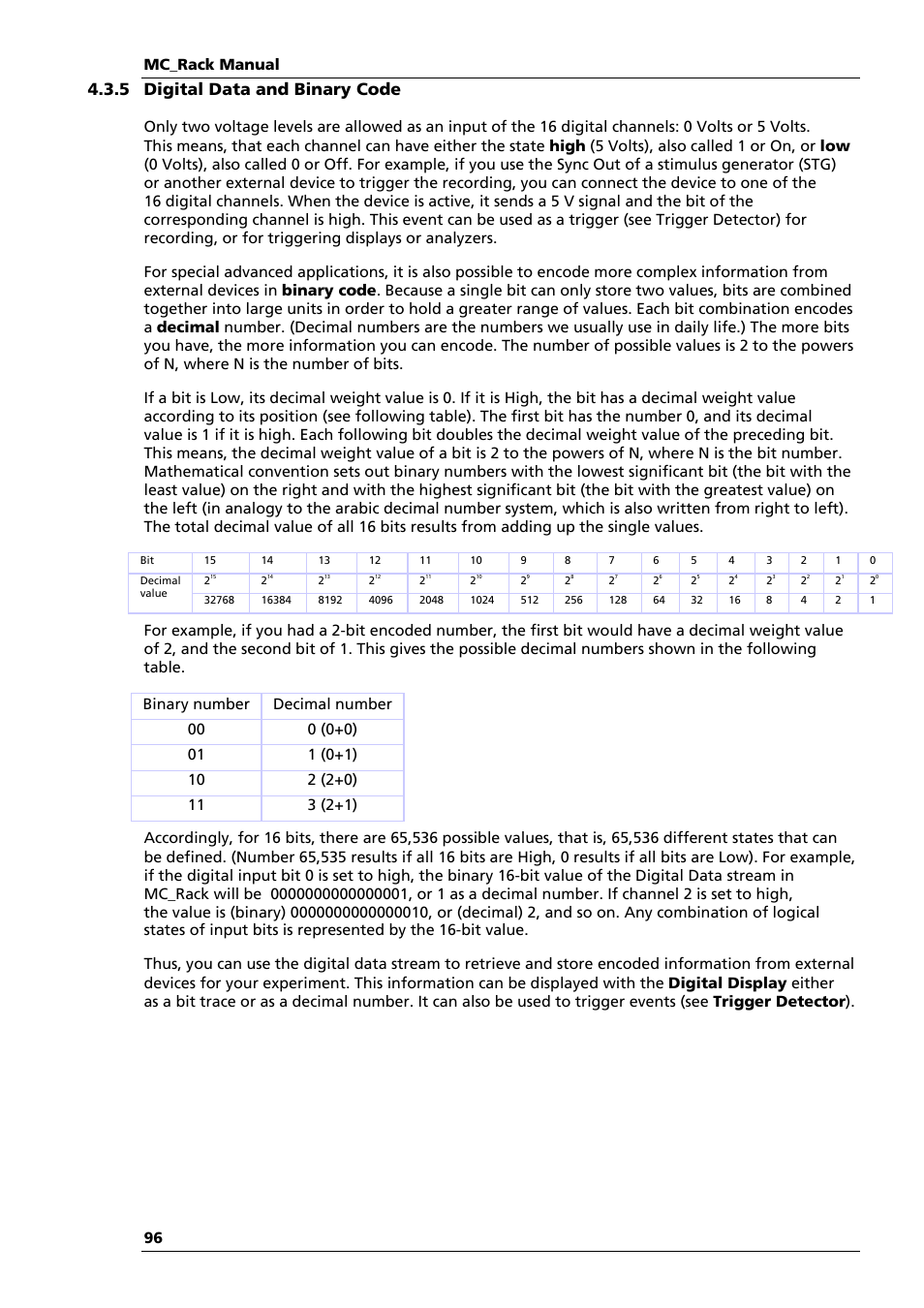 5 digital data and binary code, Mc_rack manual 96 | Multichannel Systems MC_Rack Manual User Manual | Page 102 / 201