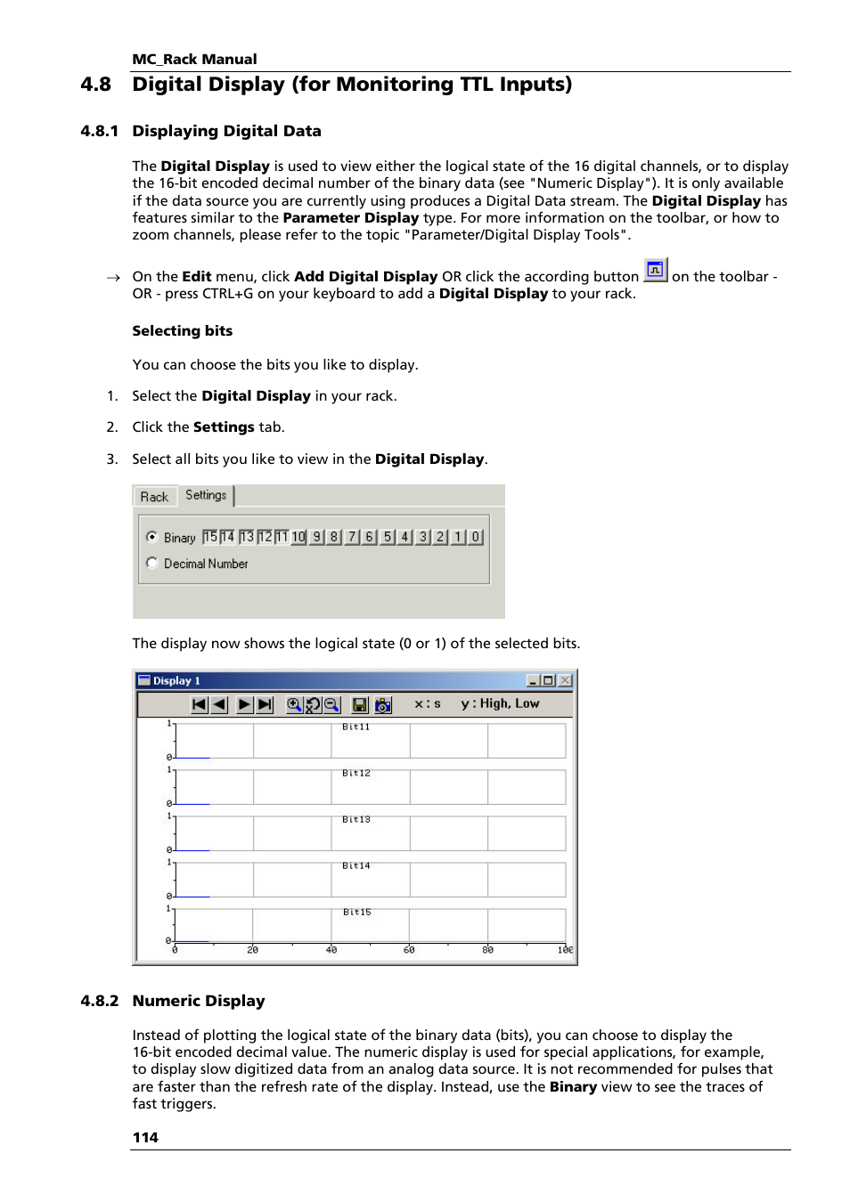 8 digital display (for monitoring ttl inputs) | Multichannel Systems MC_Rack Manual User Manual | Page 120 / 201